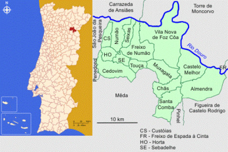 Concelhos Limítrofes do Concelho de Vila Nova de Foz Côa Mapa da localização e freguesias do Concelho de Vila Nova de Foz Côa