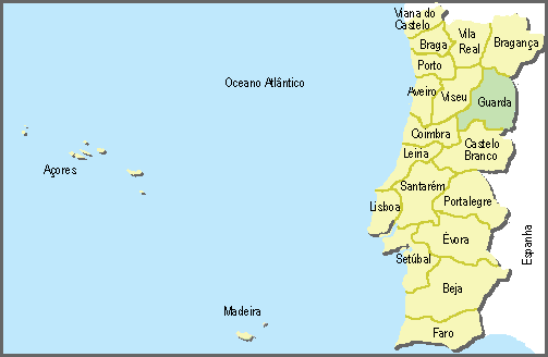 Localização do distrito da Guarda